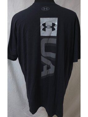 Under Armour Heat Gear Loose Fit Mens 3XL Black Big UA Logo Spellout T-Shirt